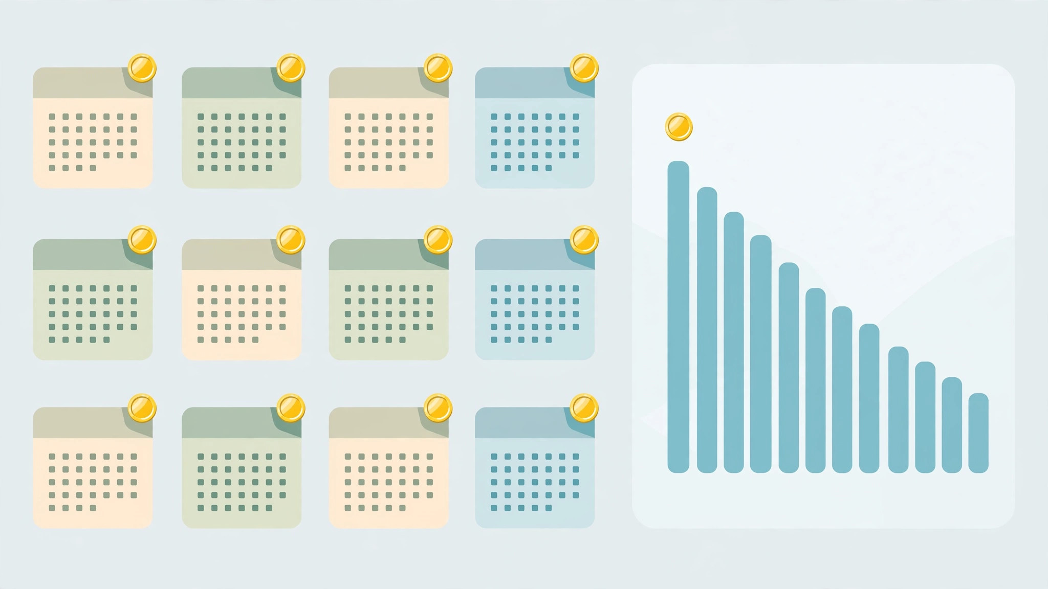 Close-up of a loan amortization schedule showing principal and interest split