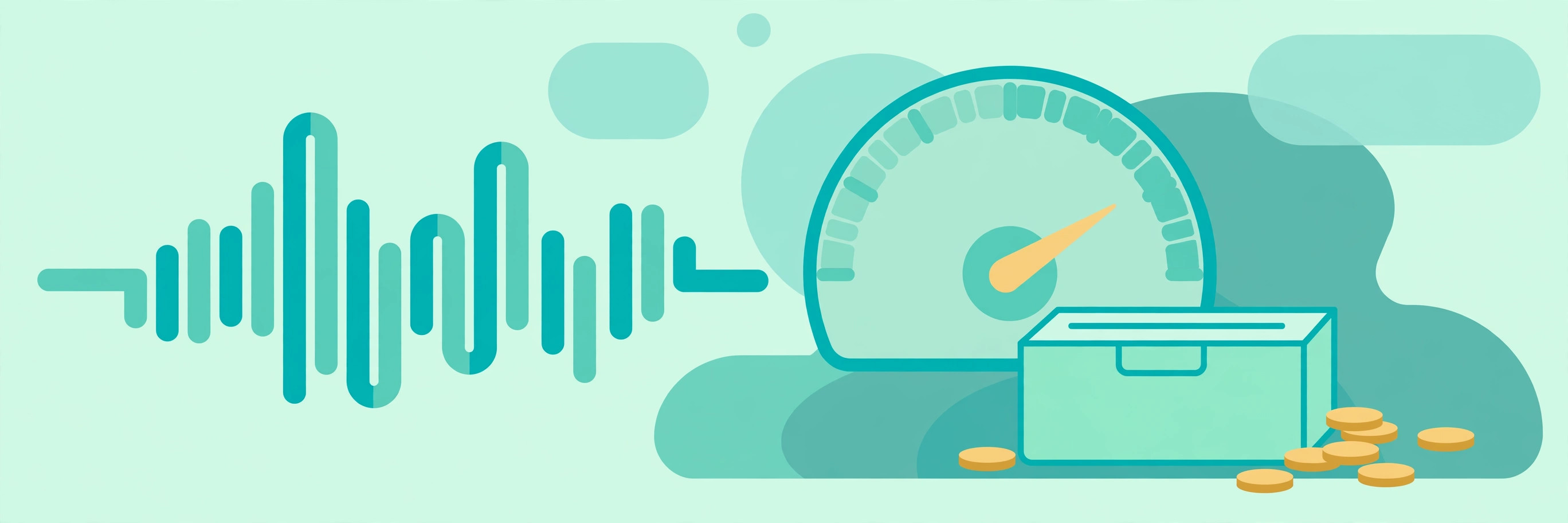 Audio waveform with a speedometer overlay