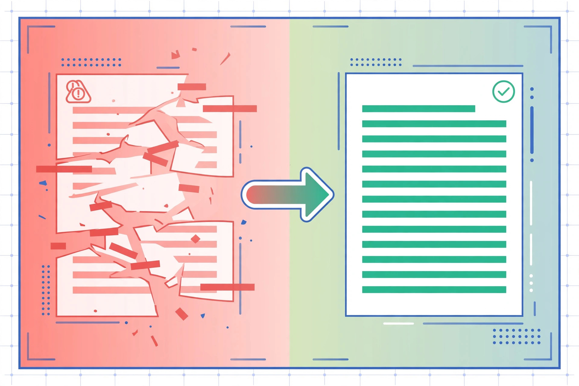 Before and after comparison of messy text with extra spaces becoming clean formatted text