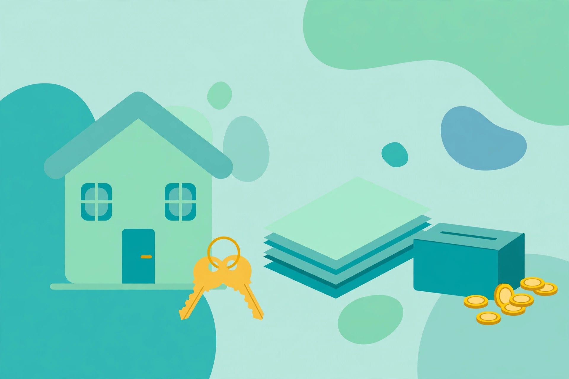 House with keys and a stack of documents representing home closing costs