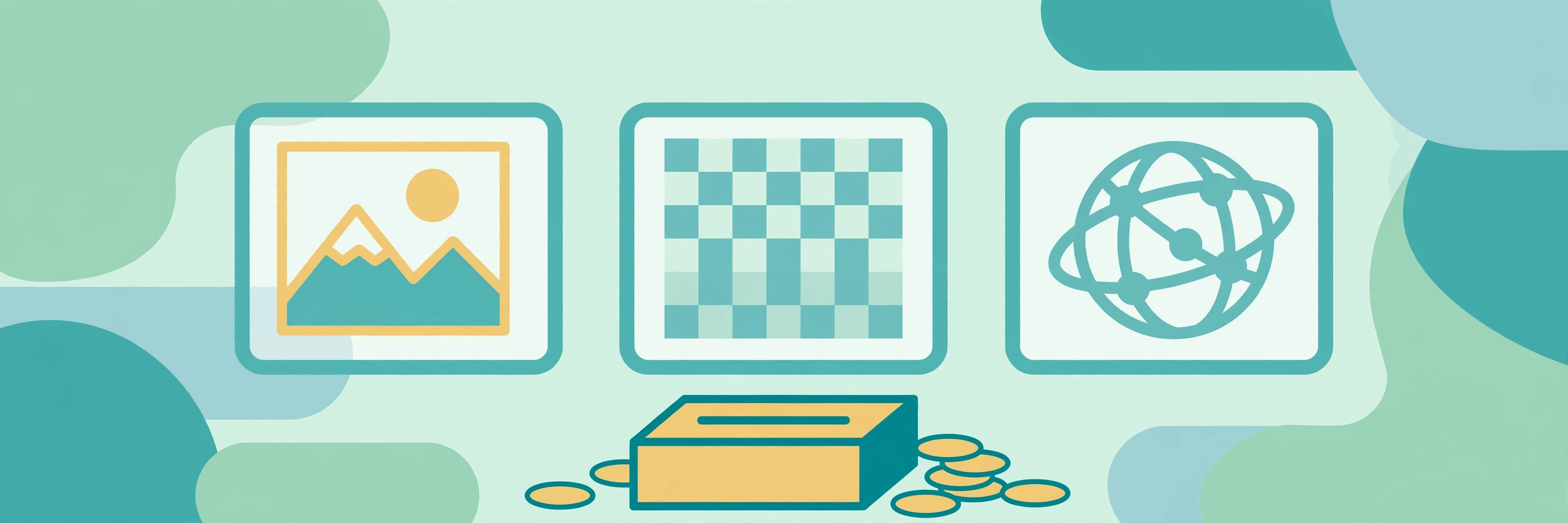 Three image frames side by side labeled JPG, PNG, and WebP