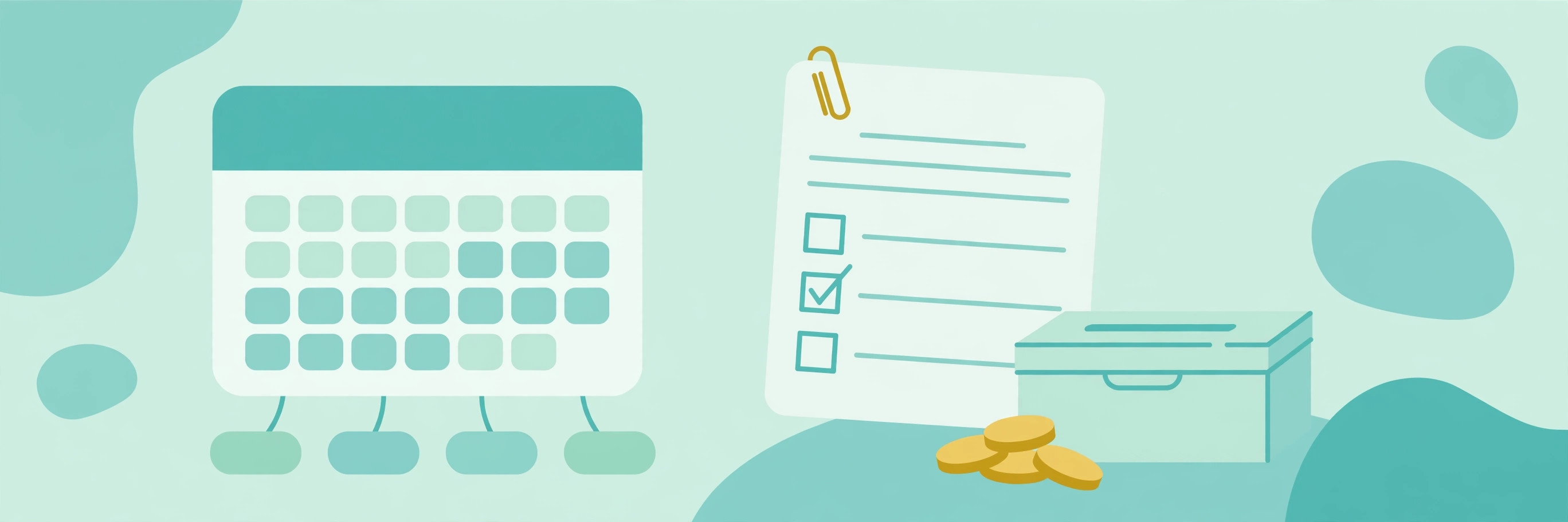 Calendar with quarterly markers and a tax form for estimated tax deadlines