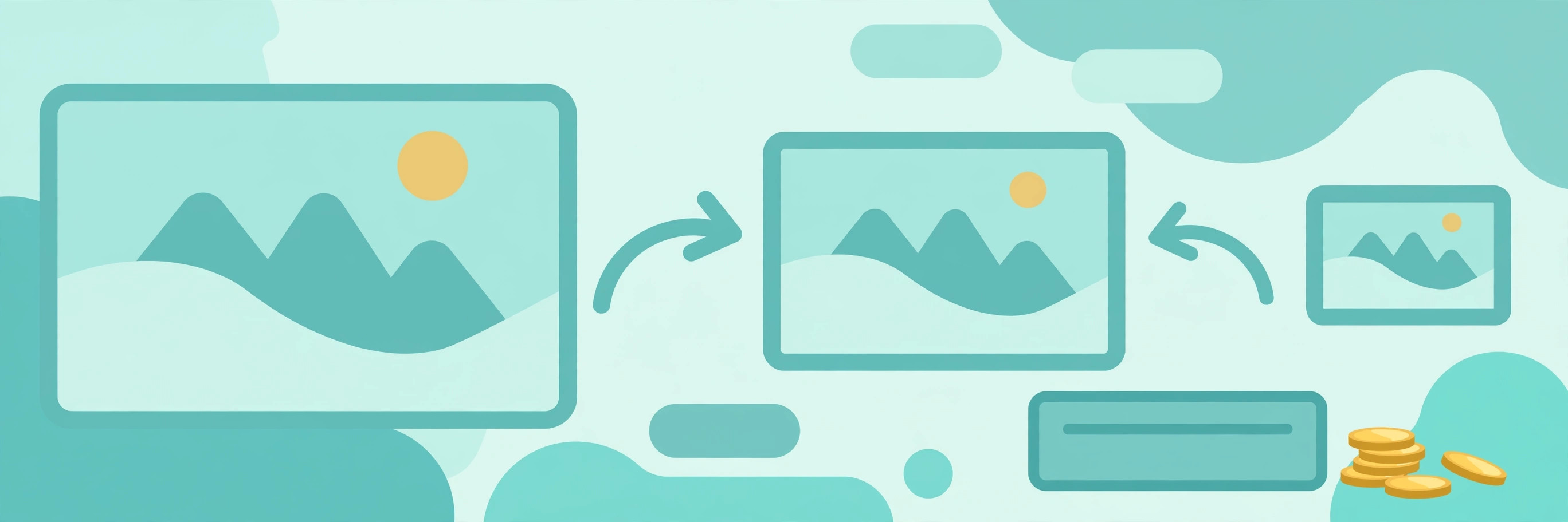 A large oversized image shrinking down into a small web-ready version