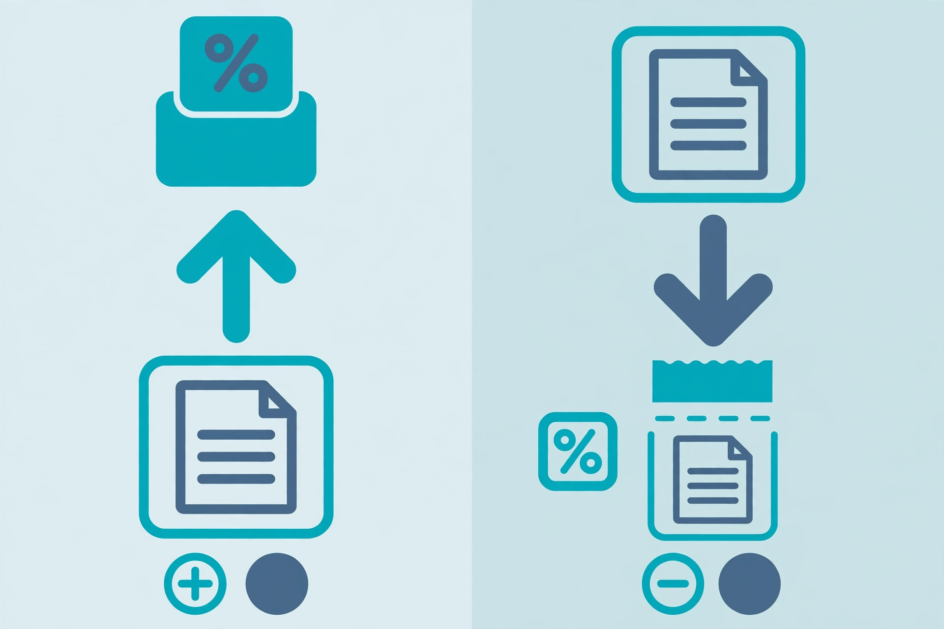 Diagram comparing adding VAT to a net price versus removing VAT from a gross price